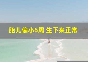 胎儿偏小6周 生下来正常